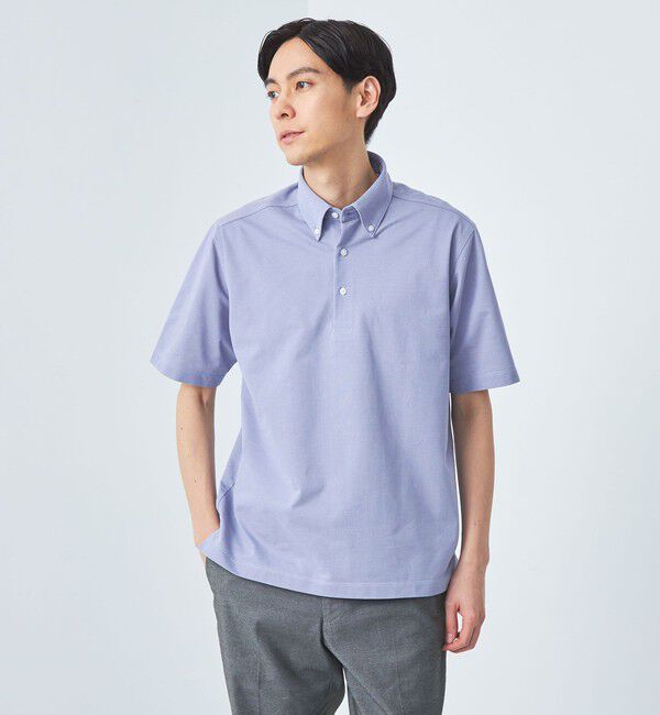 UNITED ARROWS green label relaxing「DUADRY CLEAN バーズアイ ボタンダウン ポロシャツ -吸水速乾・抗菌-」|ポロシャツ|LT.BLUE