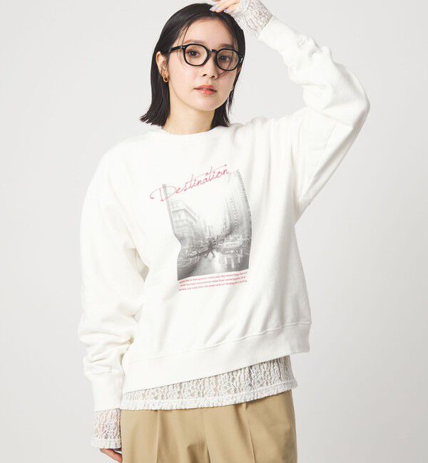 UNITED ARROWS green label relaxing「【WEB限定】＜at ease＞フォト プリント スウェット プルオーバー」|スウェット・ジャージ|WHITE