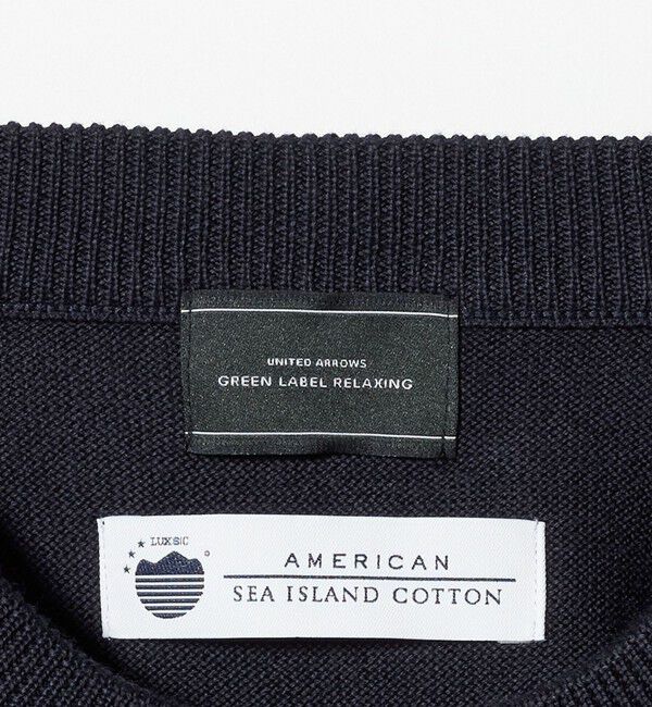 UNITED ARROWS green label relaxing「FINE BASIC アメリカンシーアイランドコットン クルーネック ニット」|ニット・セーター|