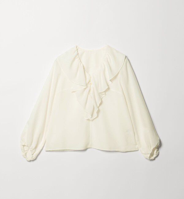 EMMEL REFINES「＜EMMEL REFINES＞EM スパンボイル フリル ブラウス」|シャツ・ブラウス|OFF WHITE