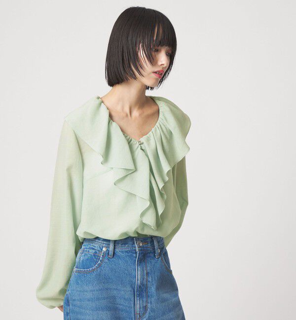 EMMEL REFINES「＜EMMEL REFINES＞EM スパンボイル フリル ブラウス」|シャツ・ブラウス|