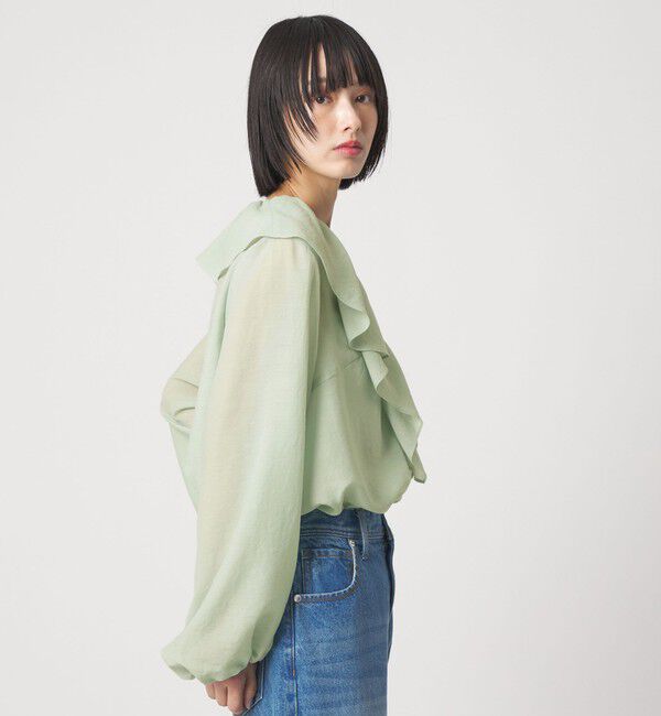 EMMEL REFINES「＜EMMEL REFINES＞EM スパンボイル フリル ブラウス」|シャツ・ブラウス|