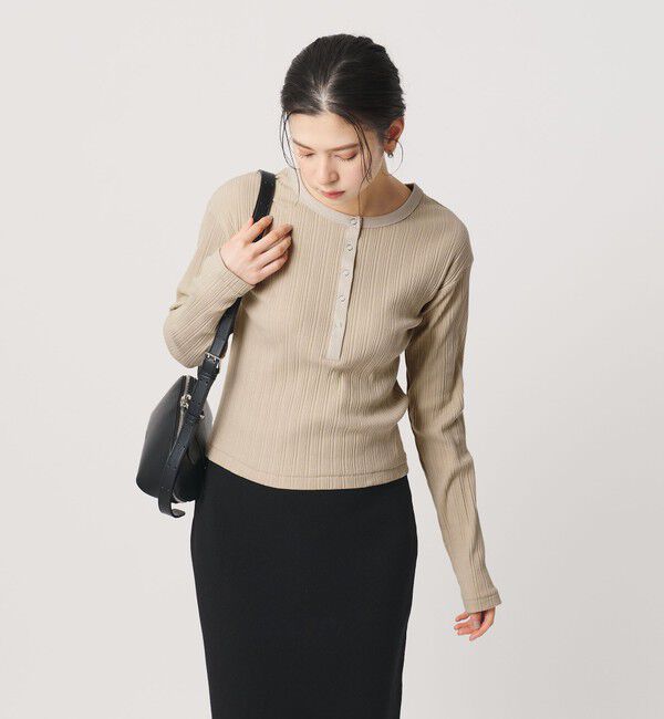 BEAUTY&YOUTH UNITED ARROWS「【WEB限定】ランダムリブ ヘンリーネック スナッププルオーバー」|Tシャツ・カットソー|BEIGE