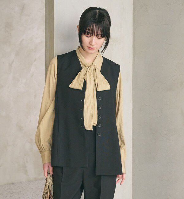 BEAUTY&YOUTH UNITED ARROWS「【WEB限定 Wardrobe DAILY MINIMAL】メランジ ペプラムベスト ウォッシャブル」|ベスト・ジレ|BLACK