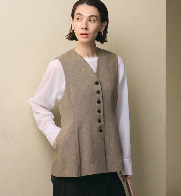 BEAUTY&YOUTH UNITED ARROWS「【WEB限定 Wardrobe DAILY MINIMAL】メランジ ペプラムベスト ウォッシャブル」|ベスト・ジレ|