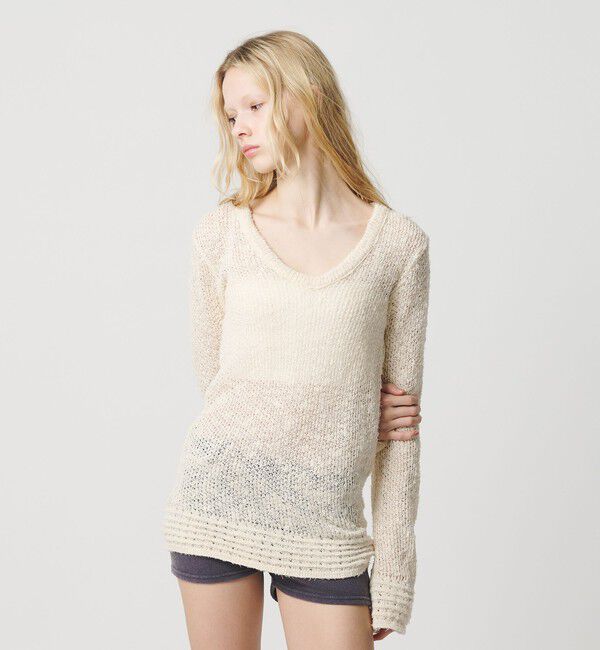 ATTISESSION「＜ATTISESSION＞メッシュ Uネック ニット トップス」|ニット・セーター|