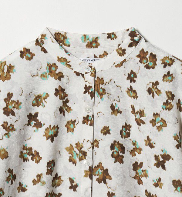 BEAUTY&YOUTH UNITED ARROWS「フラワープリント バンドカラーシャツ ウォッシャブル」|シャツ・ブラウス|