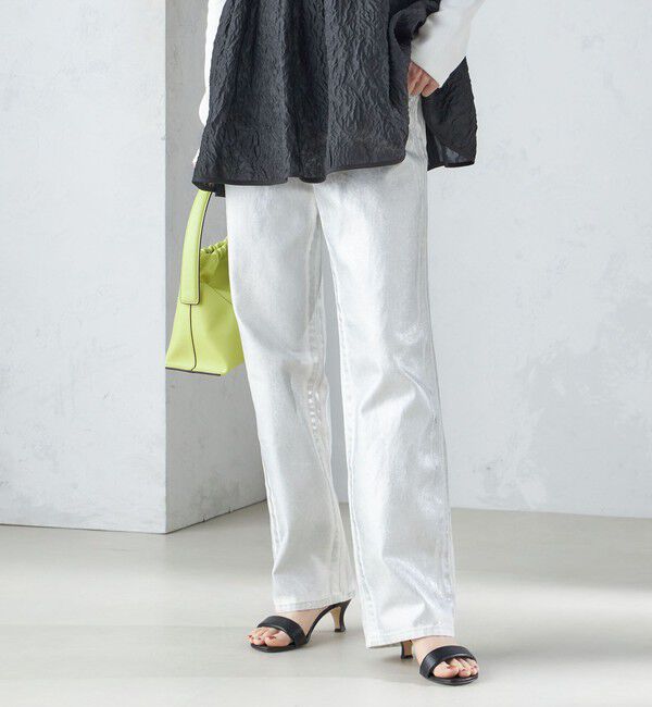 SHIPS for women「〈洗濯機可能〉箔プリント ストレート フィット デニムパンツ 24SS ◇」|デニム|