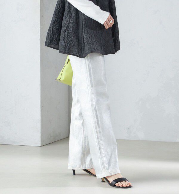 SHIPS for women「〈洗濯機可能〉箔プリント ストレート フィット デニムパンツ 24SS ◇」|デニム|