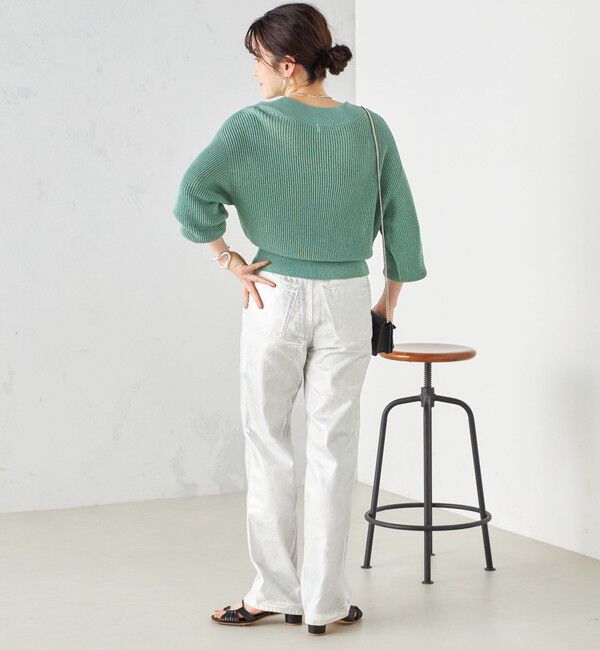 SHIPS for women「〈洗濯機可能〉箔プリント ストレート フィット デニムパンツ 24SS ◇」|デニム|