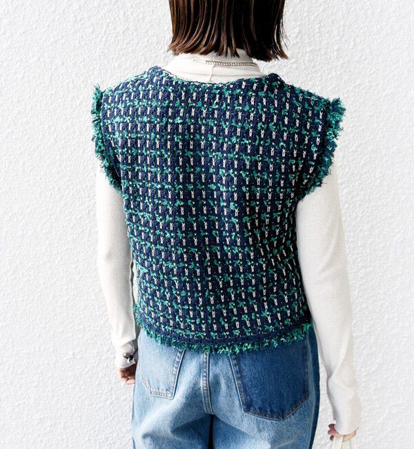 SHIPS for women「〈手洗い可能〉メタルボタンツイードニットベスト」|ベスト・ジレ|