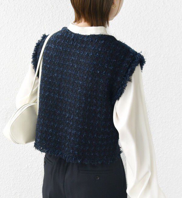 SHIPS for women「〈手洗い可能〉メタルボタンツイードニットベスト」|ベスト・ジレ|