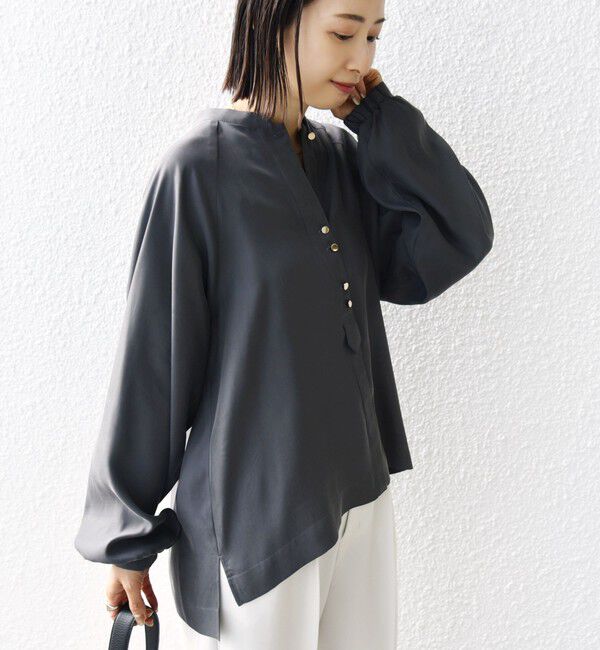 SHIPS for women「〈手洗い可能〉メタル ボタン シャンブレー ブラウス」|シャツ・ブラウス|