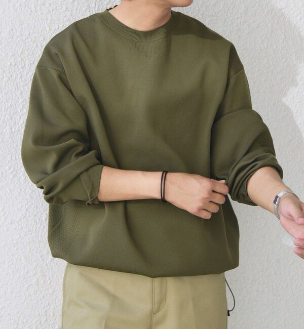 SHIPS any「SHIPS any:〈手洗い可能〉メッシュ スピンドル スウェットライク テック ニット◇」|スウェット・ジャージ|オリーブ