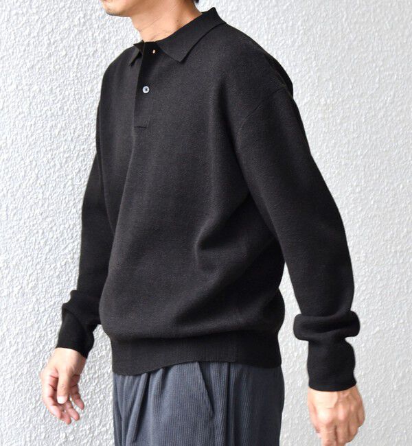 SHIPS any「SHIPS any:〈手洗い可能〉ハイゲージ ミラノリブ ブラッシュド リラックス ニット ポロ◇」|ニット・セーター|ブラック