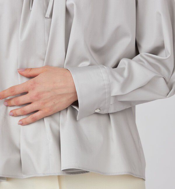 Ballsey「ハイカウントサテン ネックフリルブラウス」|シャツ・ブラウス|