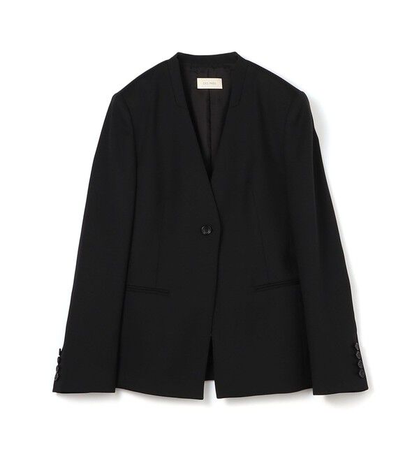 DES PRES「ポリエステルウールバラシャ Vカラージャケット」|ノーカラージャケット|19 ブラック
