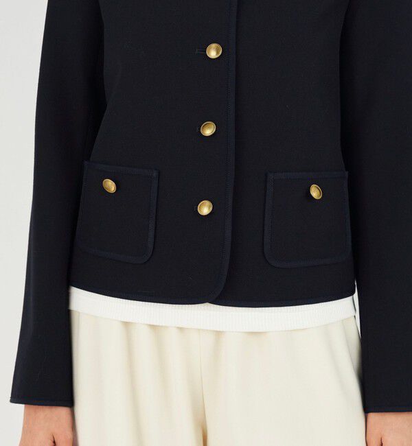 DES PRES「ウールオックスフォード クルーネックジャケット」|ノーカラージャケット|