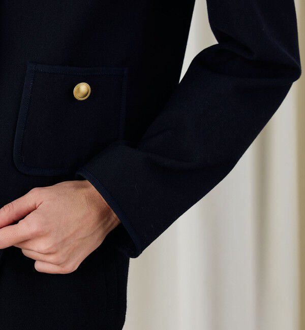 DES PRES「ウールオックスフォード クルーネックジャケット」|ノーカラージャケット|