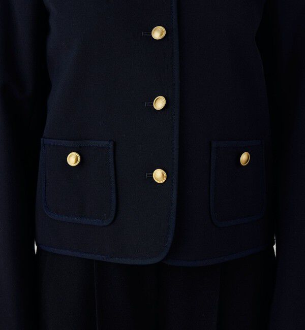 DES PRES「ウールオックスフォード クルーネックジャケット」|ノーカラージャケット|