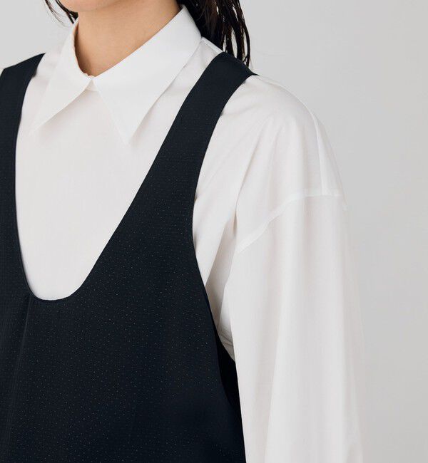 DES PRES「ドットジャカード Uネックノースリーブブラウス」|シャツ・ブラウス|