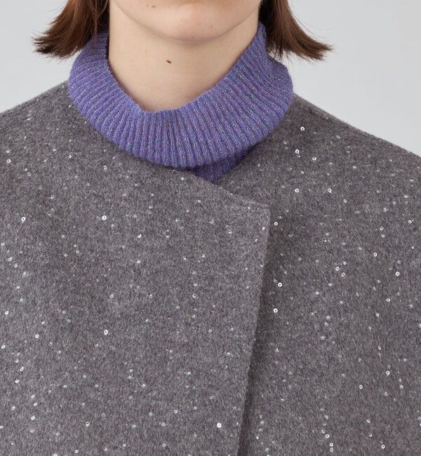 Ballsey「スパンコールリバー ショートコクーンコート」|ノーカラーコート|