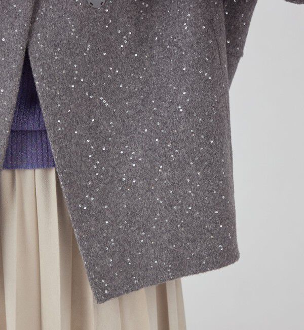 Ballsey「スパンコールリバー ショートコクーンコート」|ノーカラーコート|