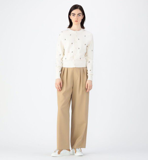 CABaN「コットンカシミヤ エンブロイダリークルーネックカーディガン」|ニット・セーター|