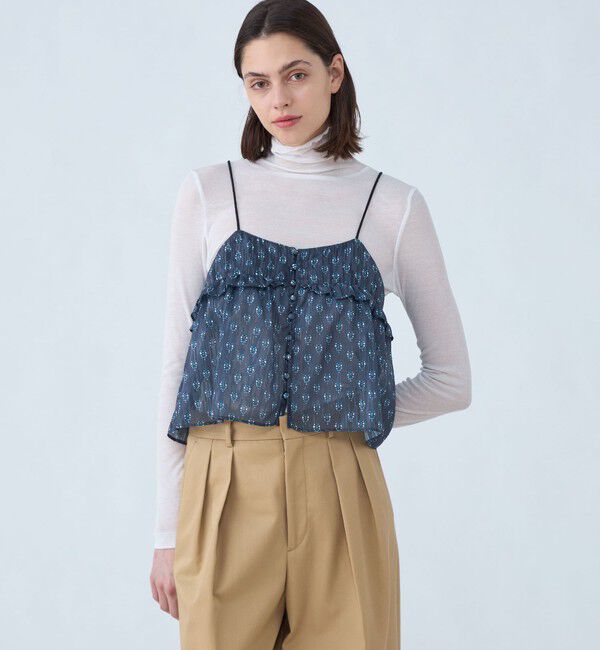 SOULEIADO「カットジャカードプリント フリルキャミソール」|キャミソール|