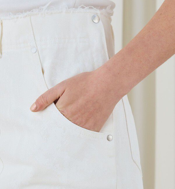 DES PRES「ペインティングホワイトデニム ブラレット付きマキシスカート」|タイト|