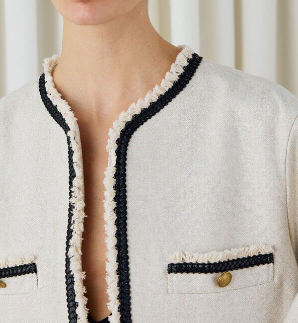 DES PRES「コットンリネンハイカウントクロス ミディジャケット」|ノーカラージャケット|