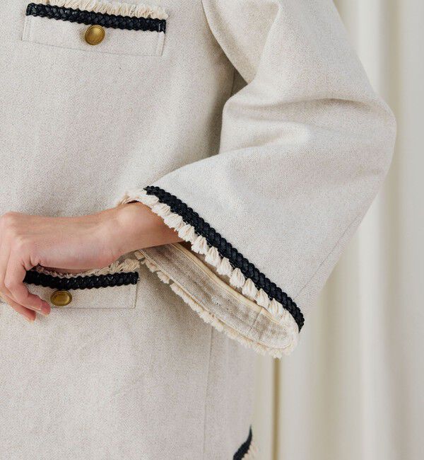 DES PRES「コットンリネンハイカウントクロス ミディジャケット」|ノーカラージャケット|