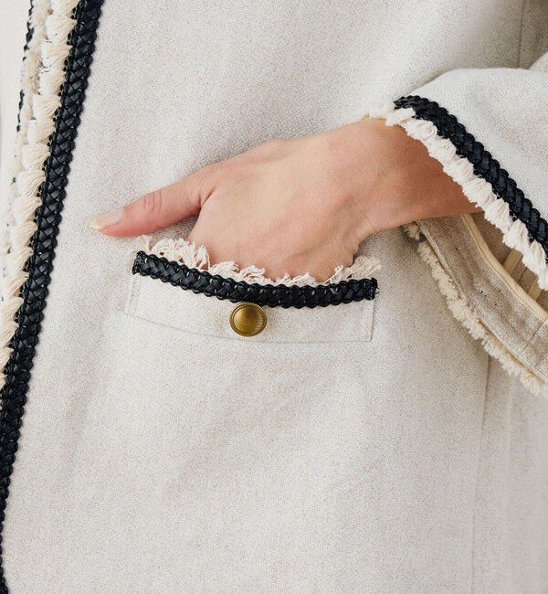 DES PRES「コットンリネンハイカウントクロス ミディジャケット」|ノーカラージャケット|