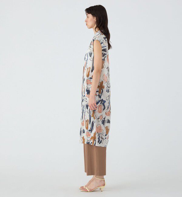 TOMORROWLAND collection「ブルーナリーフプリント ギャザーパフショルダーワンピース」|ワンピース|