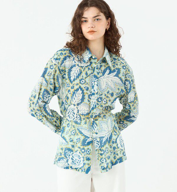 SOULEIADO「トリアセテートポリエステルリネンプリント レギュラーカラーシャツ」|シャツ・ブラウス|