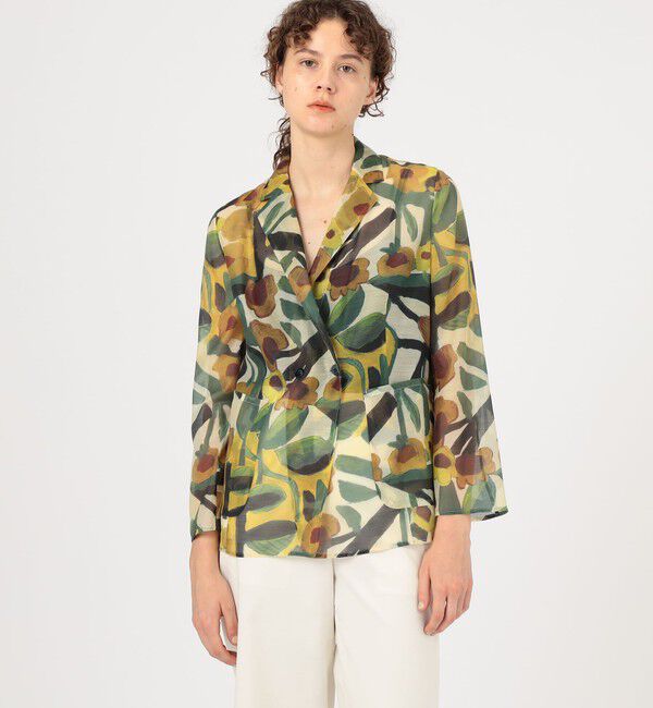 TOMORROWLAND collection「サンフラワープリント シースルージャケット」|テーラードジャケット|