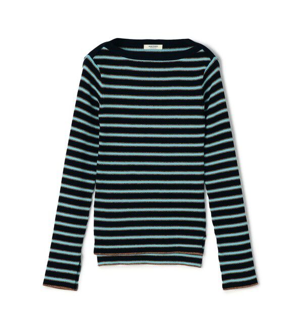 MACPHEE「コットンリブ ボートネックプルオーバー」|ニット・セーター|66 ブルー系