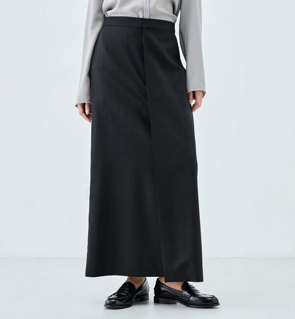Edition「ドライツイル フロントジップスカート」|台形|