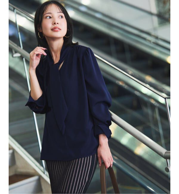 NOBLE「《WEB限定追加》ロイヤルサテンボウタイブラウス 4」|シャツ・ブラウス|