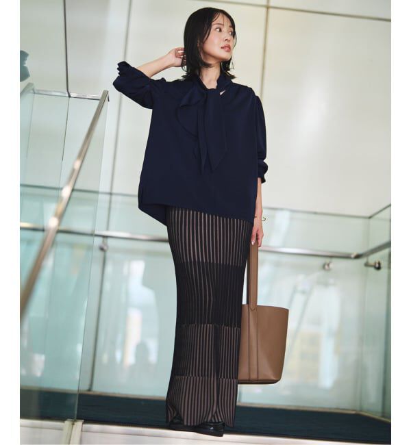 NOBLE「《WEB限定追加》ロイヤルサテンボウタイブラウス 4」|シャツ・ブラウス|