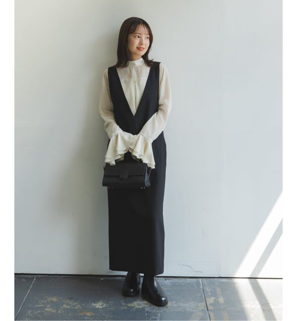 NOBLE「《WEB限定追加》ストレートVネックワンピース」|ワンピース|