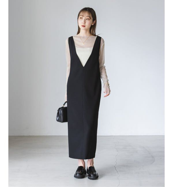 NOBLE「《WEB限定追加》ストレートVネックワンピース」|ワンピース|