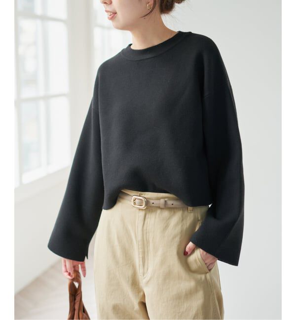 Spick and Span「スムースショート丈ニット」|ニット・セーター|ブラック