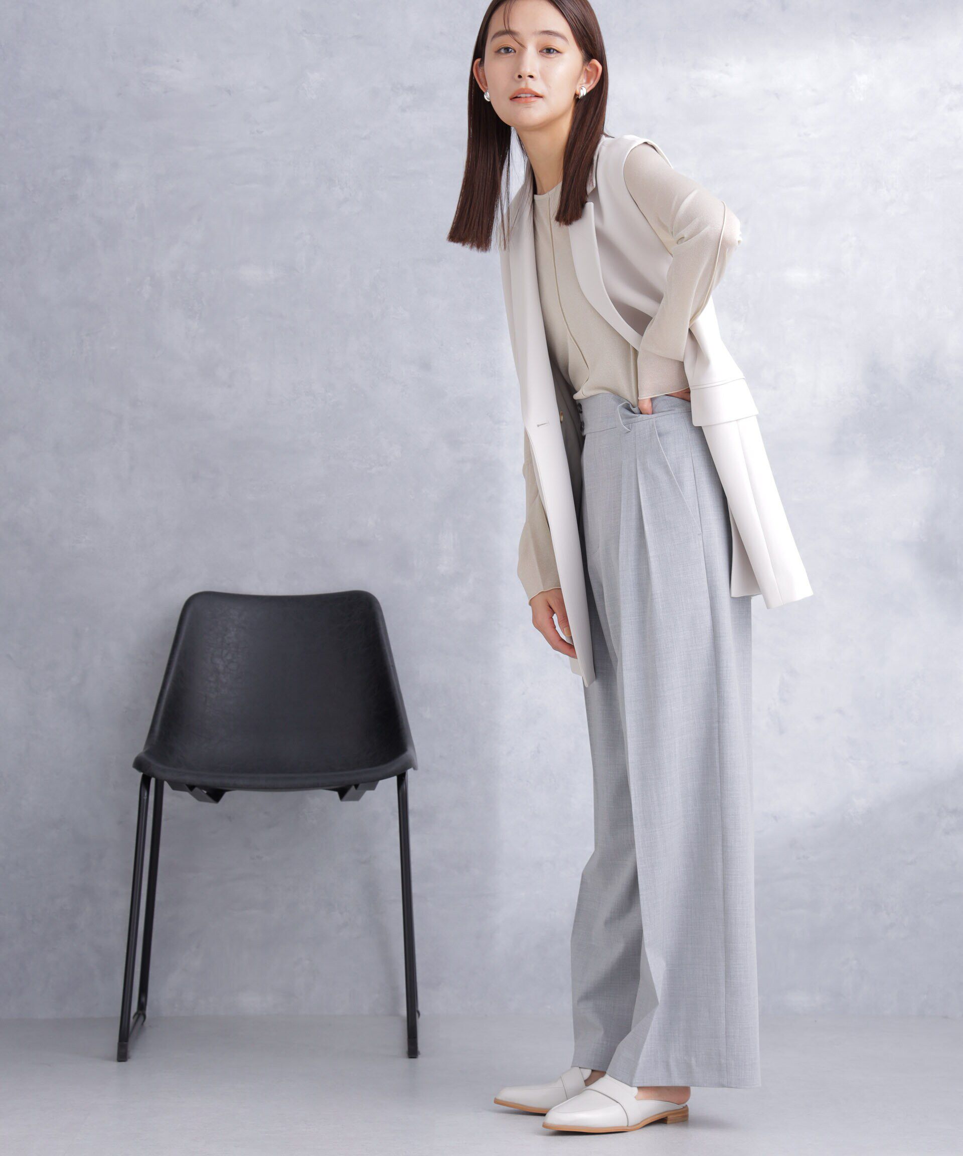 nano･universe「トロストレッチ2タックワイドパンツ（セットアップ可）」|スラックス|