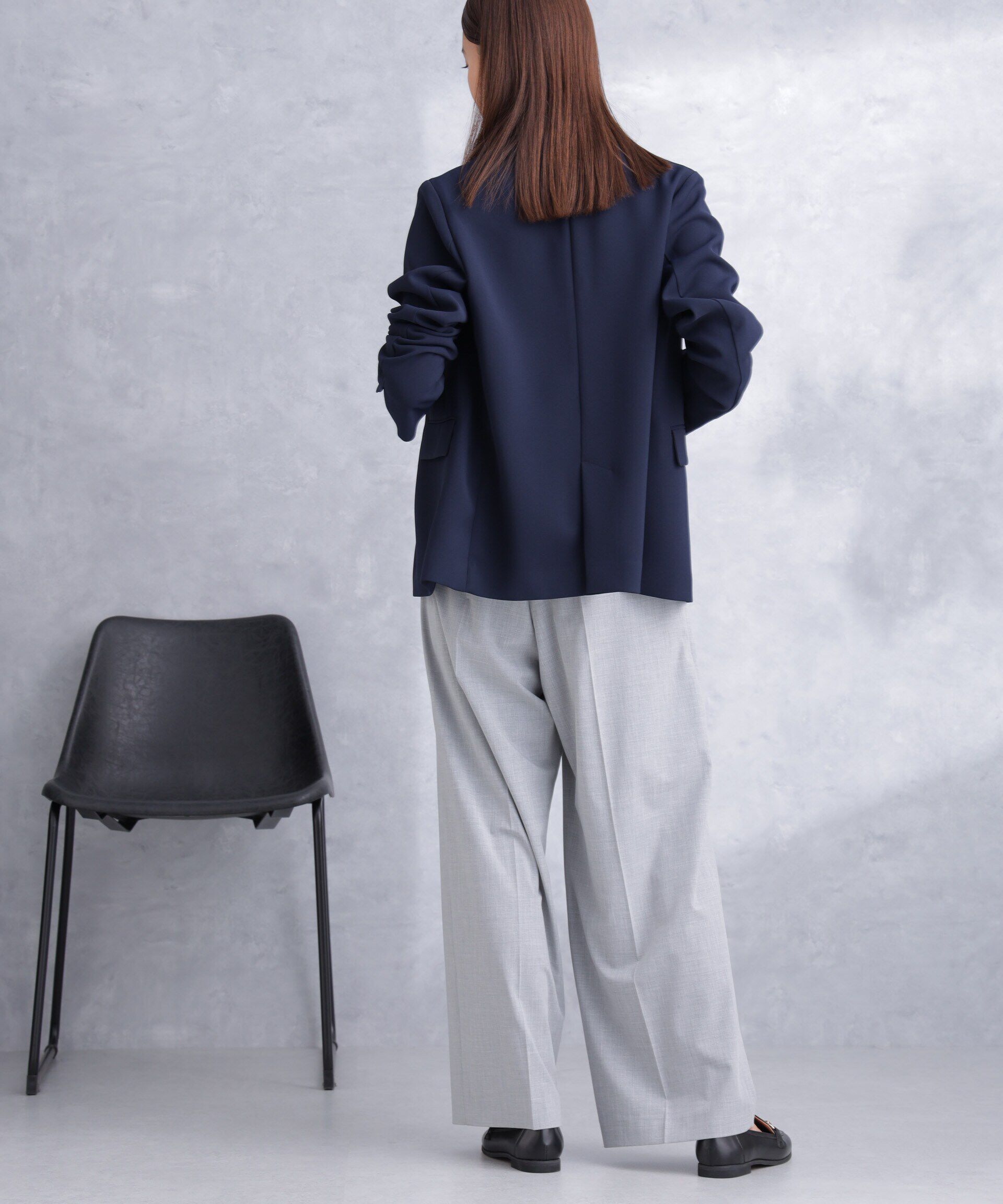 nano･universe「トロストレッチ2タックワイドパンツ（セットアップ可）」|スラックス|