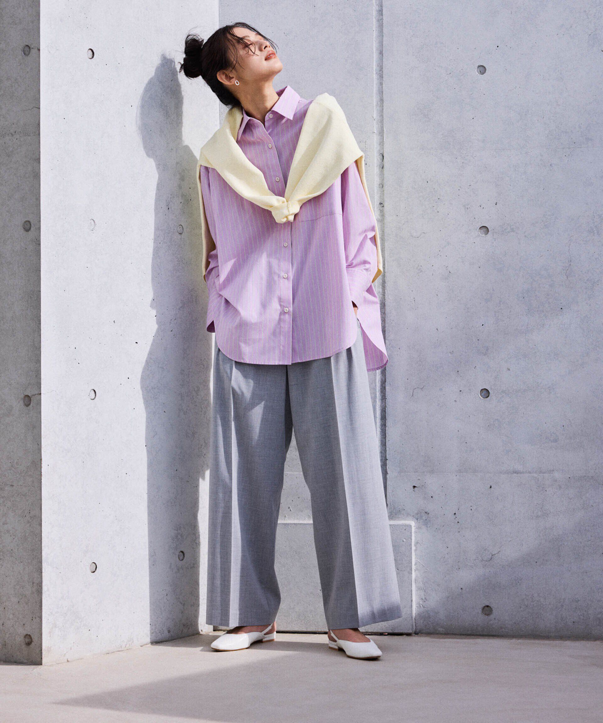 nano･universe「トロストレッチ2タックワイドパンツ（セットアップ可）」|スラックス|