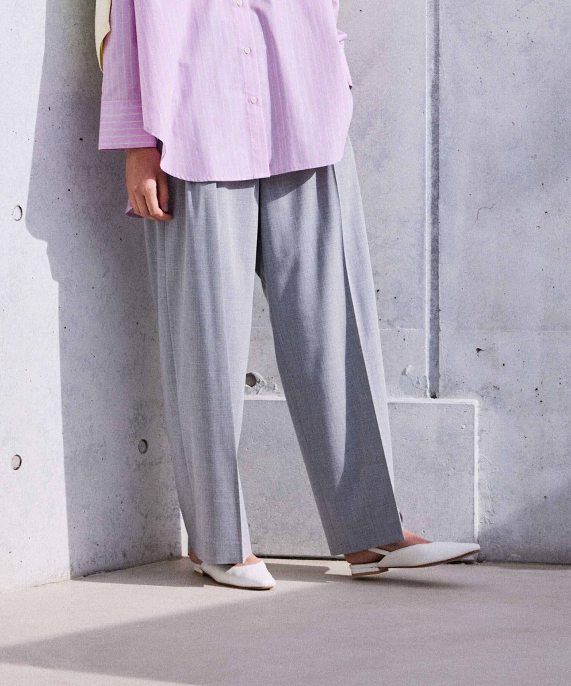 nano･universe「トロストレッチ2タックワイドパンツ（セットアップ可）」|スラックス|