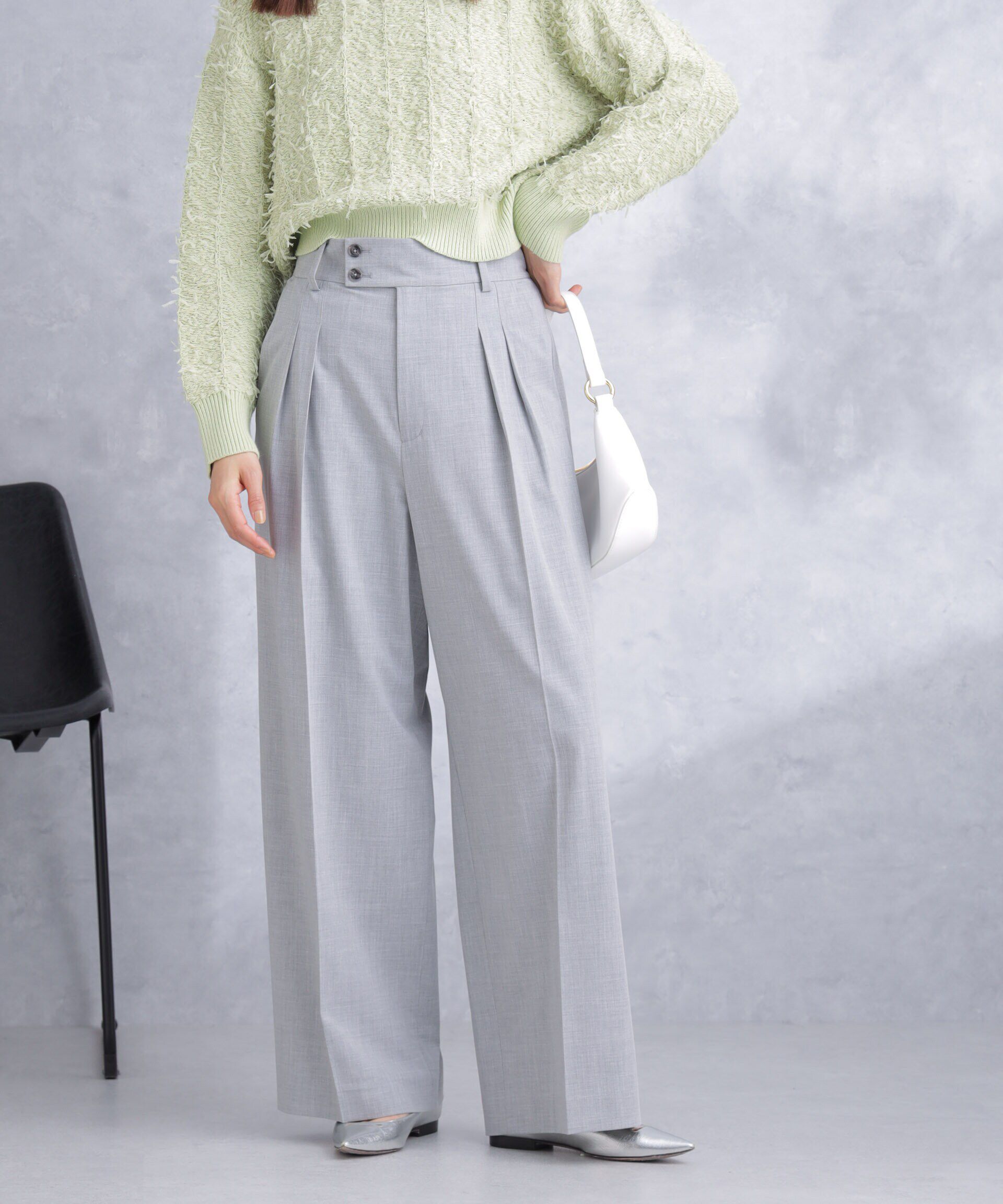 nano･universe「トロストレッチ2タックワイドパンツ（セットアップ可）」|スラックス|