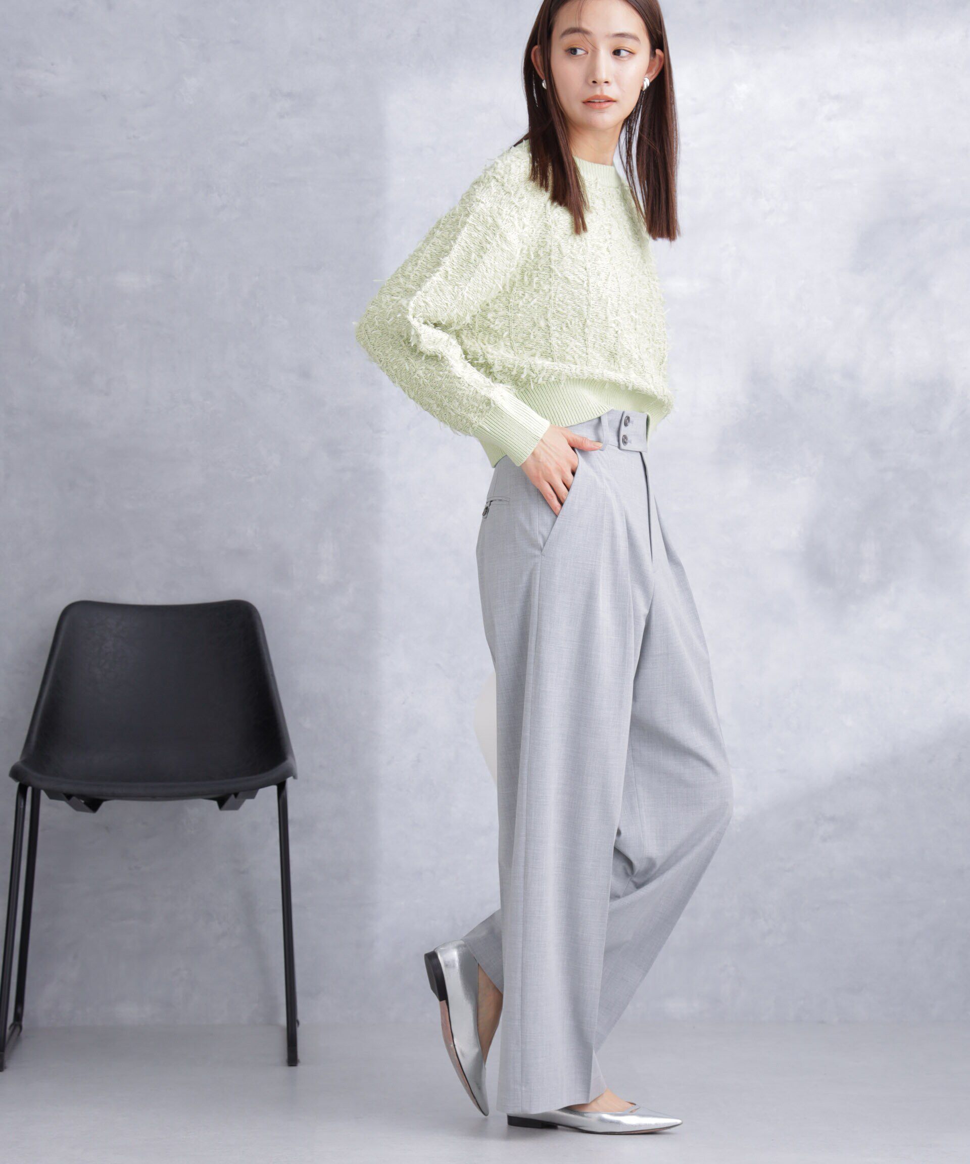 nano･universe「トロストレッチ2タックワイドパンツ（セットアップ可）」|スラックス|