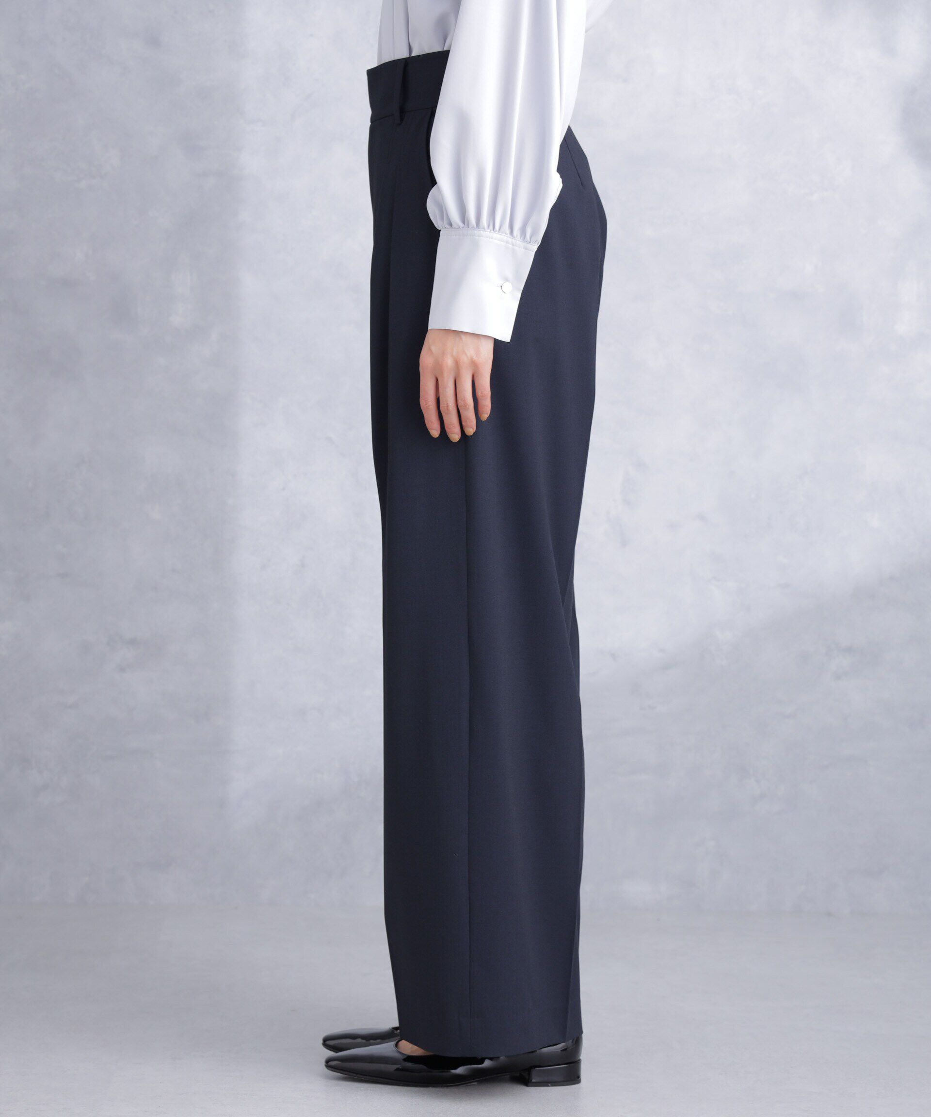 nano･universe「トロストレッチ2タックワイドパンツ（セットアップ可）」|スラックス|